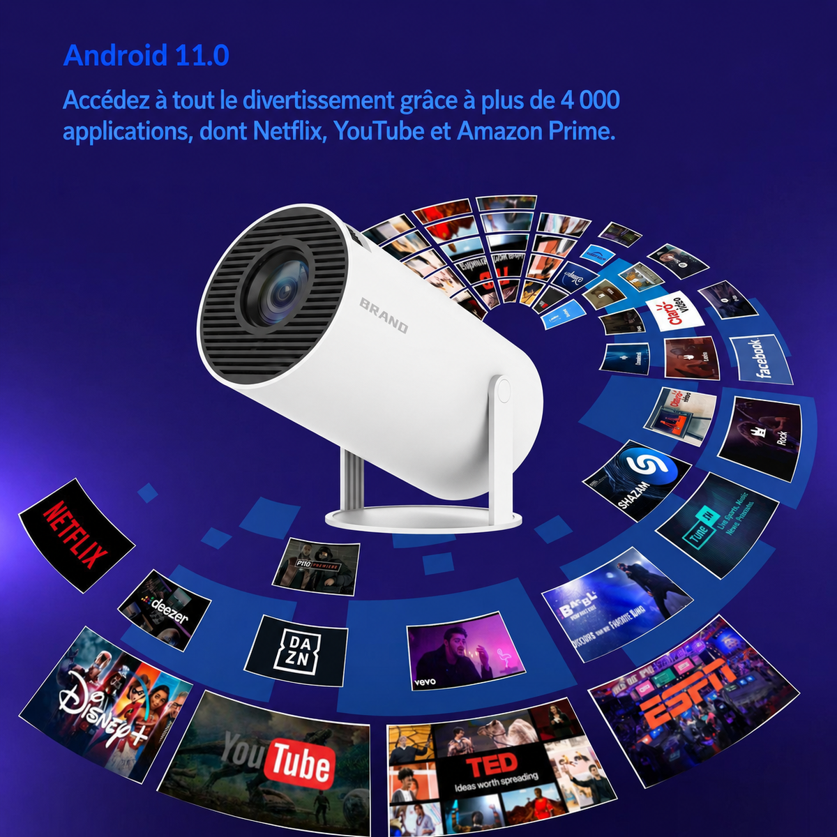 Smart Projecteur HY300 - Android 11 — Netflix, YouTube & Plus directement intégrés